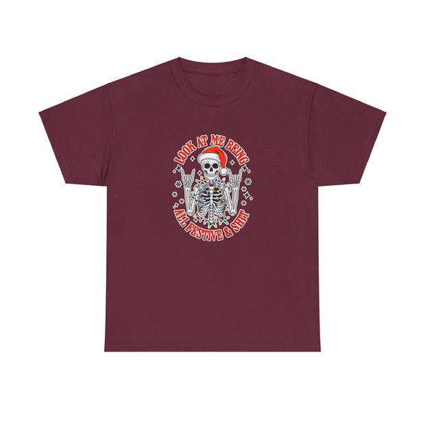 Festive Skeleton Unisex Heavy Cotton Tee