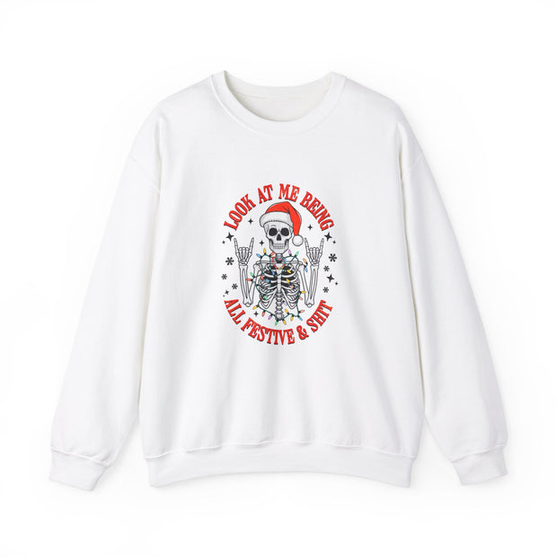 Festive Skeleton Unisex Heavy Blend™ Crewneck Sweatshirt