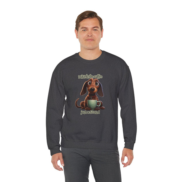 Funny Coffee Dog Unisex Heavy Blend™ Crewneck Sweatshirt