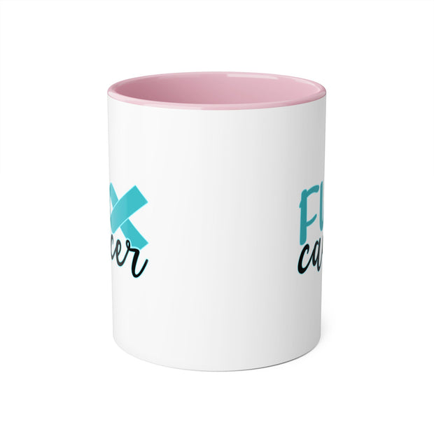 Fuck Cancer Accent Mugs, 11oz