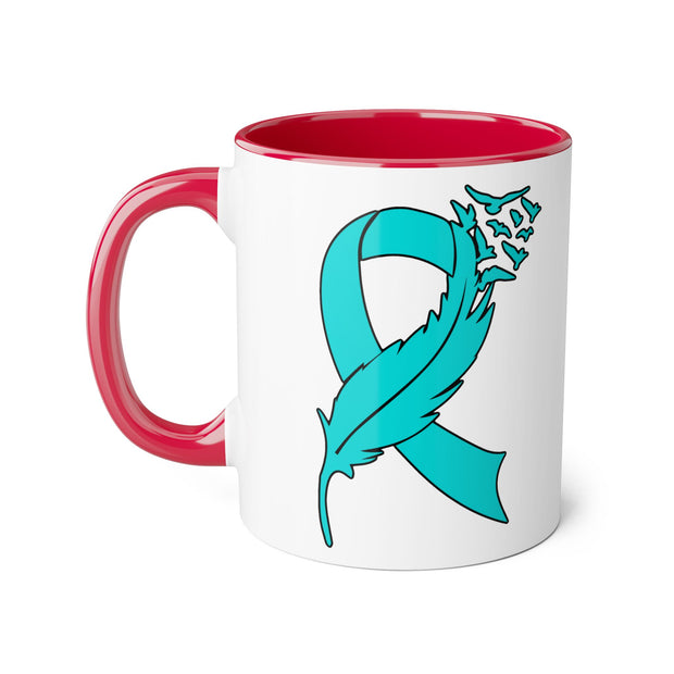 Ovarian Cancer Ribbon Accent Mugs, 11oz