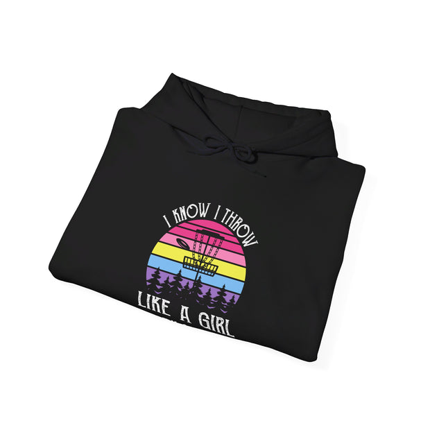 I Know I Throw Like A Girl Unisex Heavy Blend™ Hooded Sweatshirt
