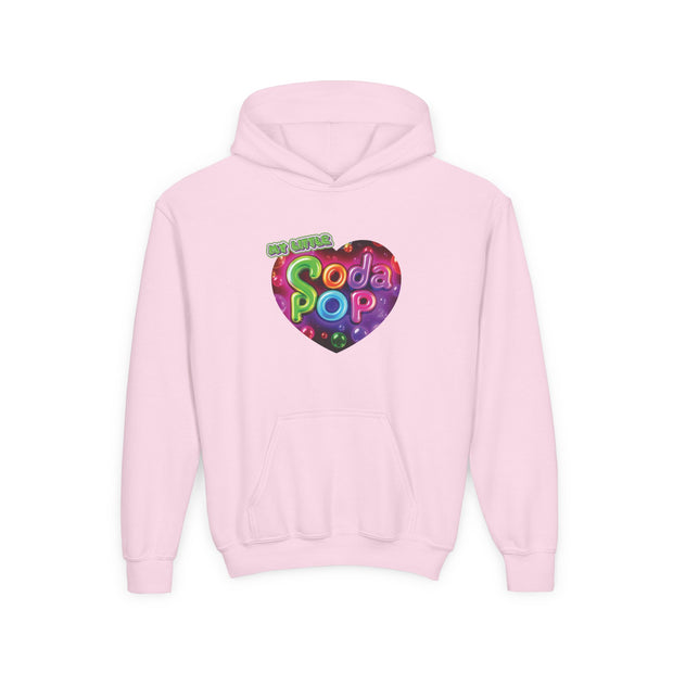 Youth Hooded Sweatshirt with Soda Pop Design, Fun Sweatshirt for Kids, Perfect Gift for Birthdays, Cozy Hooded Top, Great for Casual Wear