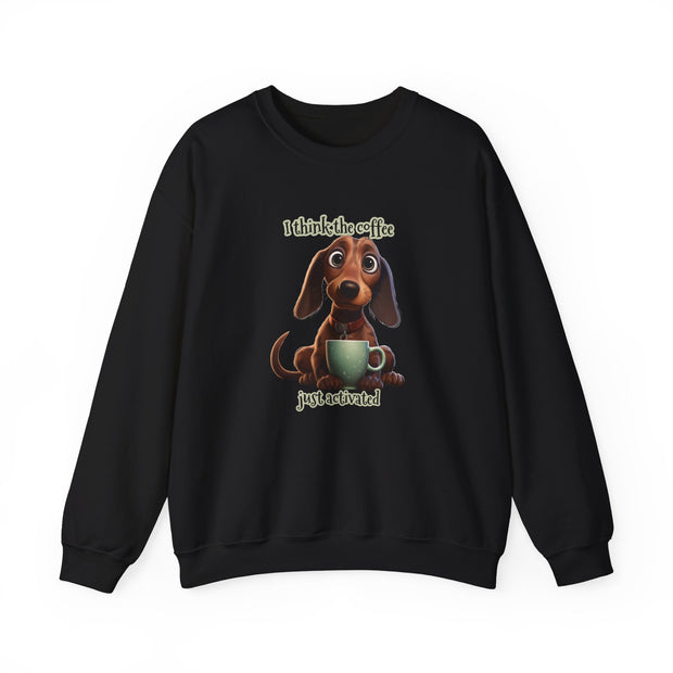 Funny Coffee Dog Unisex Heavy Blend™ Crewneck Sweatshirt