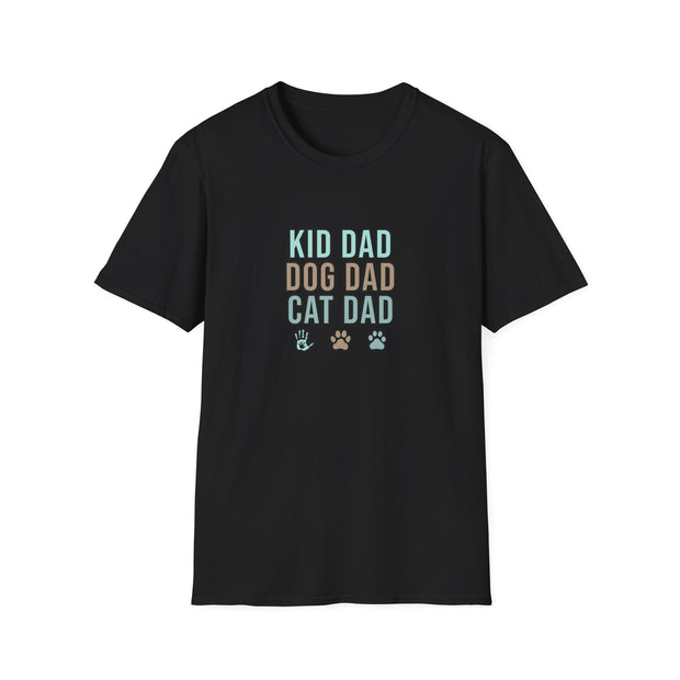 Kid, Dog, Cat Dad Unisex Softstyle T-Shirt