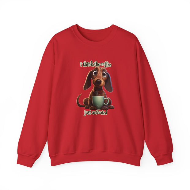 Funny Coffee Dog Unisex Heavy Blend™ Crewneck Sweatshirt