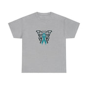 Butterfly Teal Ribbon Unisex Heavy Cotton Tee