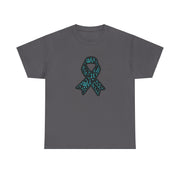 Ovarian Cancer Ribbon Unisex Heavy Cotton Tee