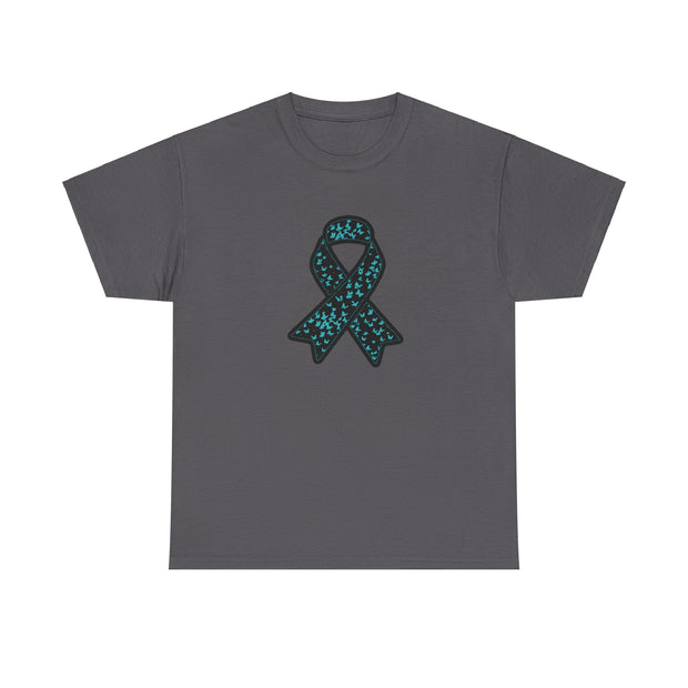 Ovarian Cancer Ribbon Unisex Heavy Cotton Tee