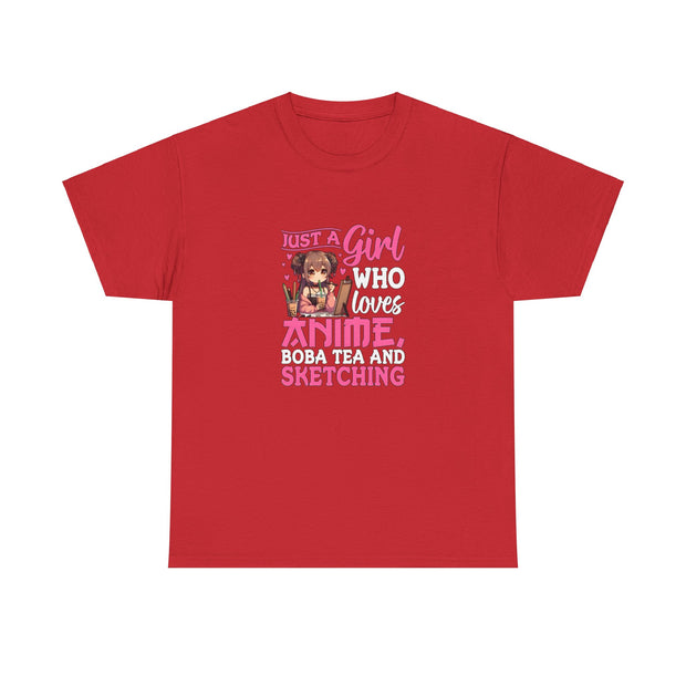 Anime, Boba, Sketching Unisex Heavy Cotton Tee