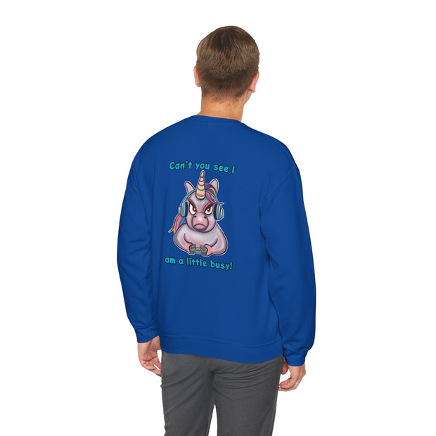 Busy Gaming Unicorn Unisex Heavy Blend™ Crewneck Sweatshirt