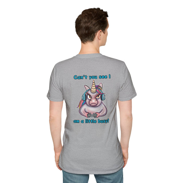 Busy Gaming Unicorn Unisex Softstyle T-Shirt