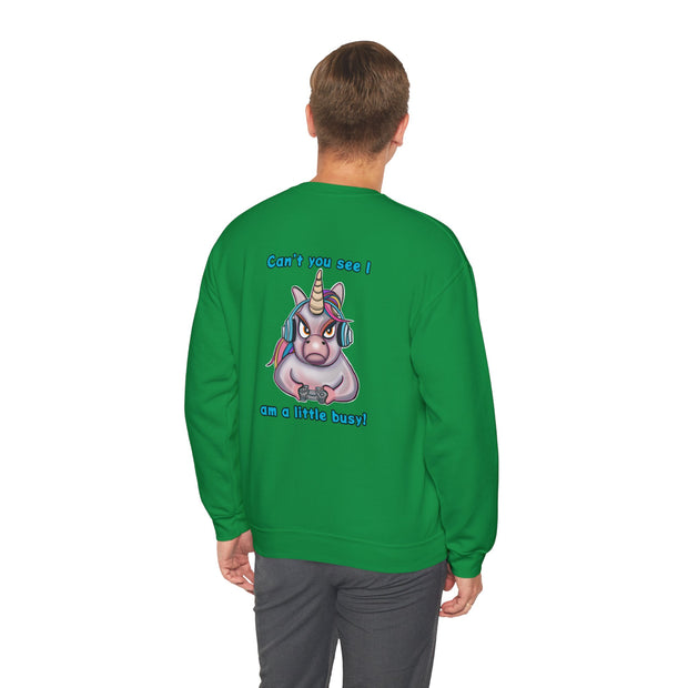 Busy Gaming Unicorn Unisex Heavy Blend™ Crewneck Sweatshirt