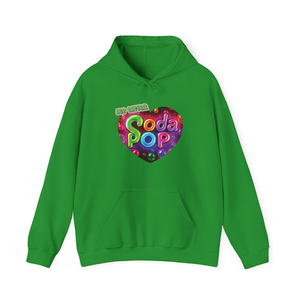 Soda Pop Heart Hoodie - Retro Unisex Sweatshirt for Fun Gatherings, Cozy Nights, Music Festivals, Unique Gifts & Casual Wear