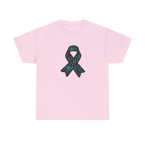 Ovarian Cancer Ribbon Unisex Heavy Cotton Tee