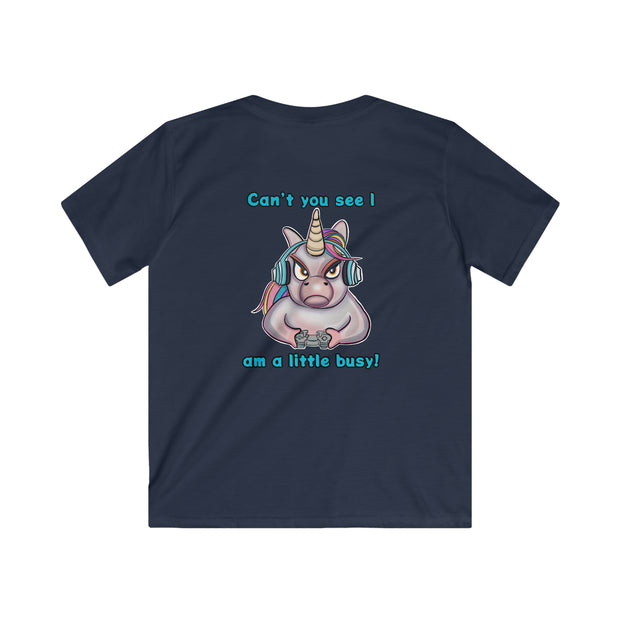 Busy Gaming Unicorn Kids Softstyle Tee