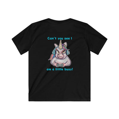 Busy Gaming Unicorn Kids Softstyle Tee