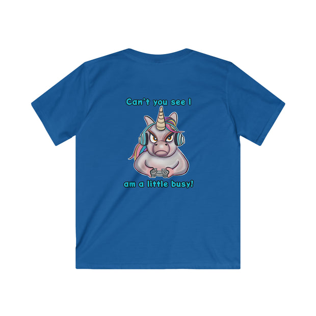 Busy Gaming Unicorn Kids Softstyle Tee