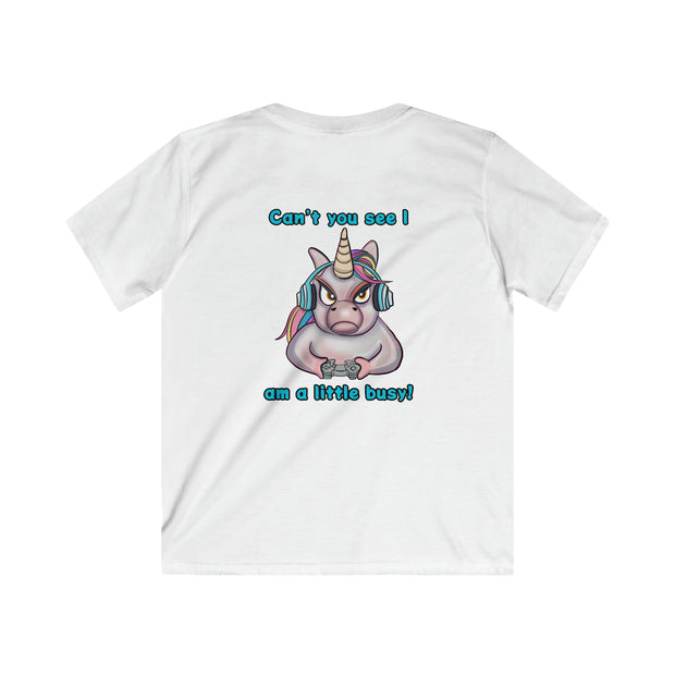 Busy Gaming Unicorn Kids Softstyle Tee