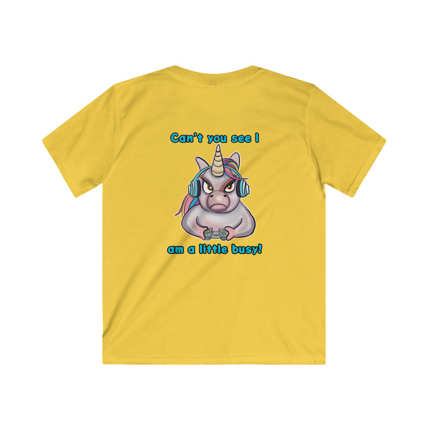 Busy Gaming Unicorn Kids Softstyle Tee
