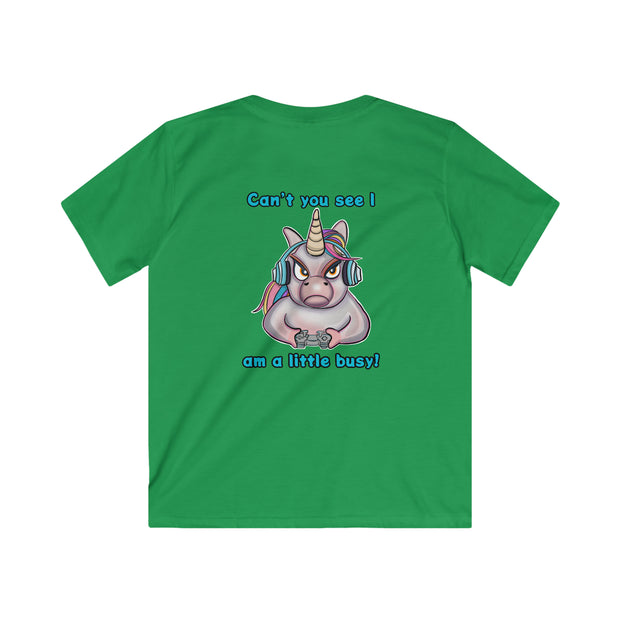 Busy Gaming Unicorn Kids Softstyle Tee