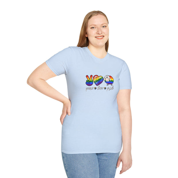Peace Love and Pride Unisex Softstyle T-Shirt