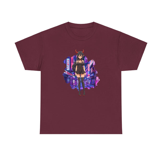 Anime Female Demon Unisex Heavy Cotton Tee