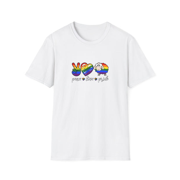 Peace Love and Pride Unisex Softstyle T-Shirt