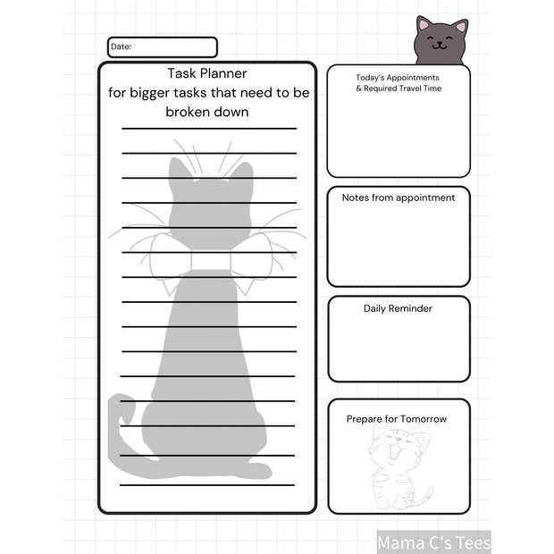 Digital Download Cat ADHD Planner & Journal