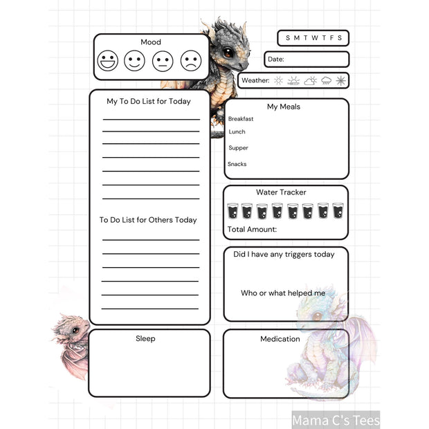 Digital Download Dragon ADHD Planner & Journal