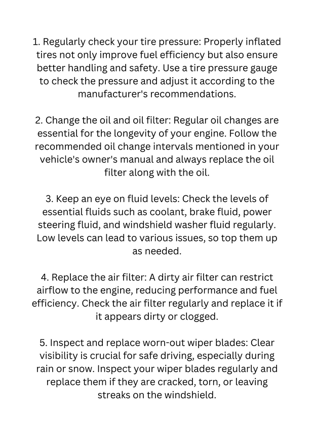 Digital download Top 10 Vehicle Maintenance