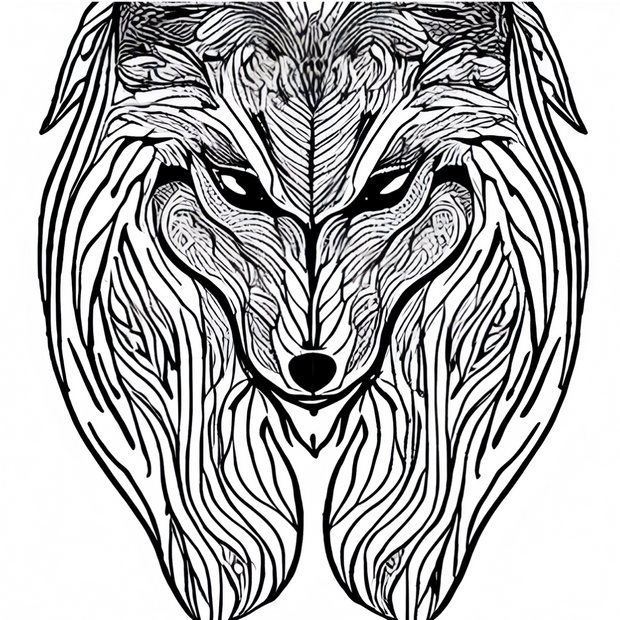 Digital download 10 page printable Wolf Colouring Book