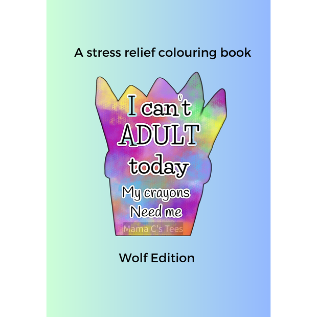 Digital download 10 page printable Wolf Colouring Book