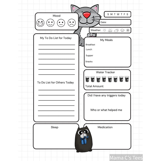 Digital Download Cat ADHD Planner & Journal